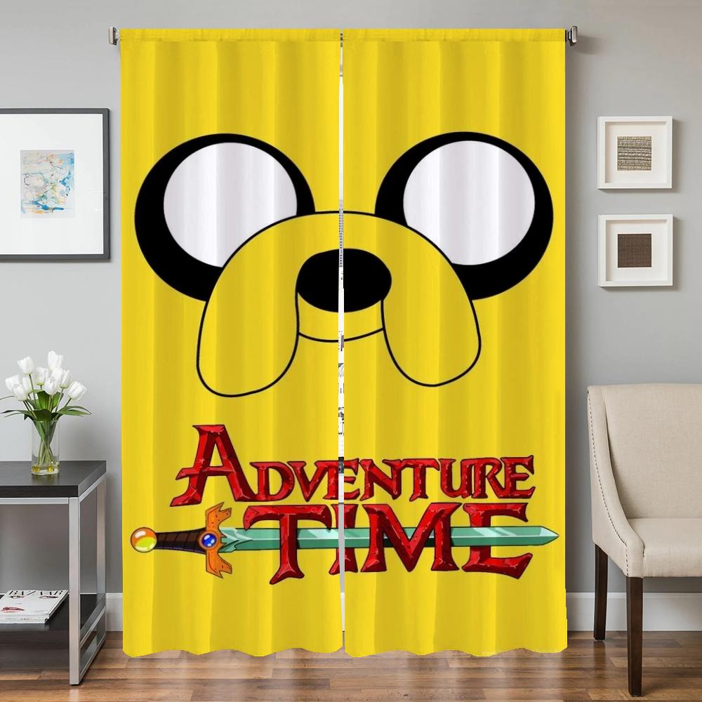 Zasłony Okienne Kuchenne do Salonu 2 Sztuki Zasłony Zaciemniające Zasłona na Drzwi A-adventure Time Przegroda Dekoracja Sypialni