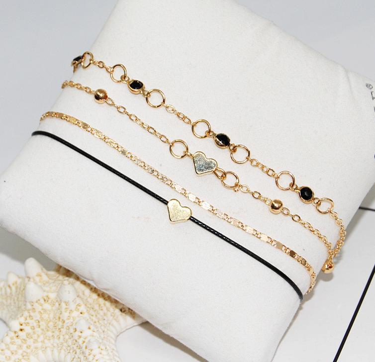 Fashion Exquisite Hand-made Popular Personality New Women s Heart-shaped Multi-layered Anklet Beach Holiday Set Accessories