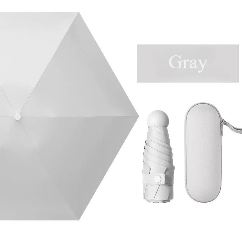 1 PC Mini Vinyl Portable Manual Five Folding Umbrella Folding Sunscreen Sunshade Zip Box Parasol Parasol Umbrella Mini Umbrella