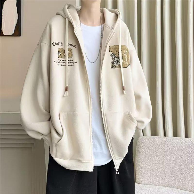 Men's Trendy Hooded Cardigan Jacket - Hong Kong Style Sporty Spring/Autumn Wear for Couples