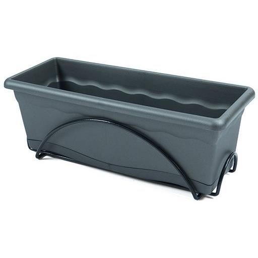 Plantekasse med fat og balkongholder - PLASTIKEN - Antrasitt - 50x20cm - 10 L