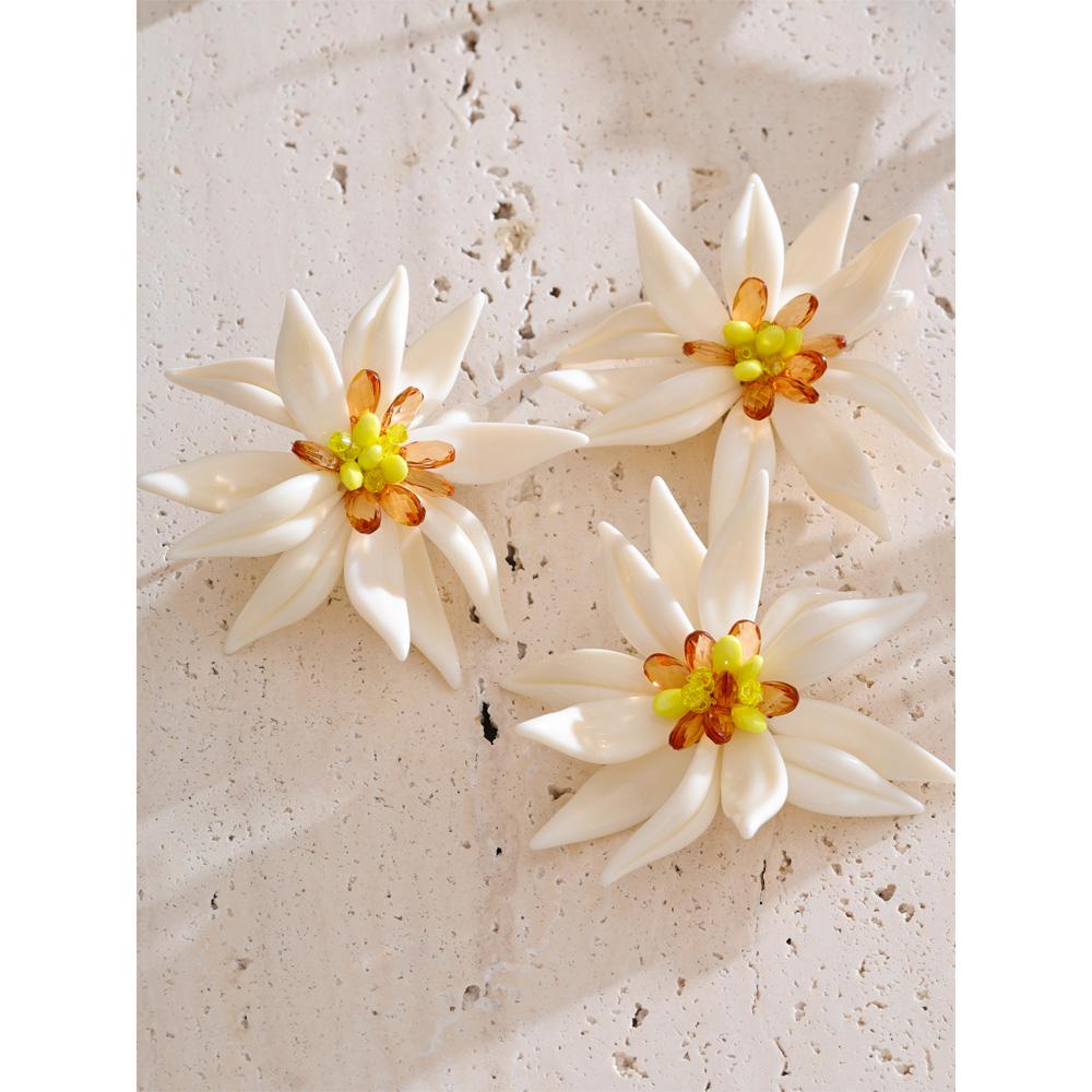 Yhpup Waterproof Trendy Petal Flower Handmade Necklace Bracelet Earrings Ring Fashion Stainless Steel PVD Plated Popular Jewelry