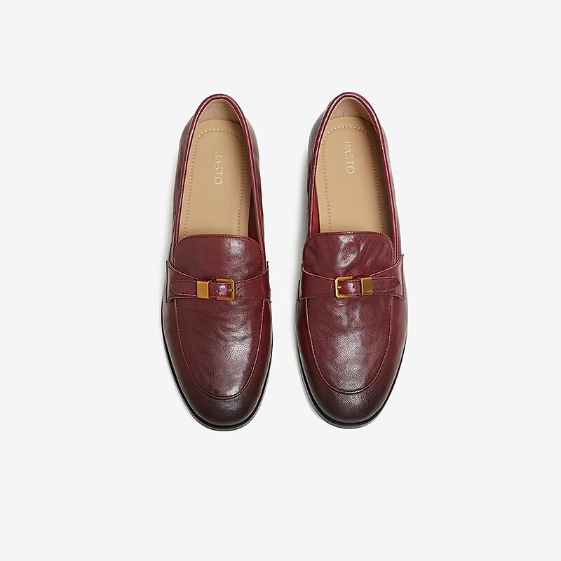 BASTO British Slip-On Loafers Women Single Shoes