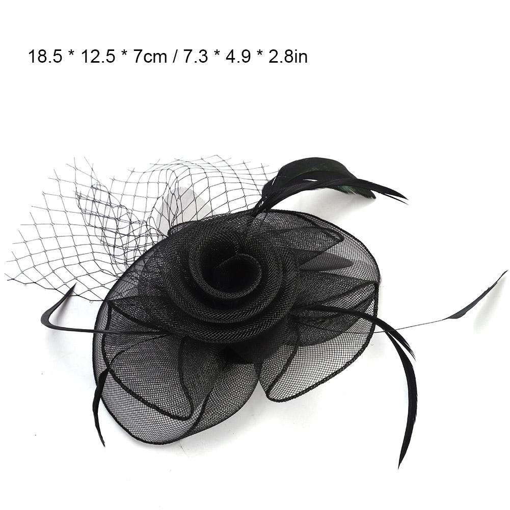 Ladies Gauze Hat Bridal Wedding Birdcage Fascinator Hair Accessory (Red)