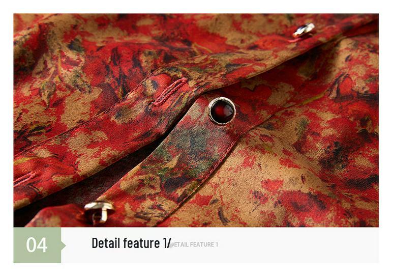Elegant Floral Print Top with 3/4 Sleeves for Middle-Aged and Elderly Women