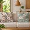 American-stylevintage Large Flowers Cushion Cover Natural Linen Throw Pillow Cover Wrinkle-Resistant Soft Machine Washable