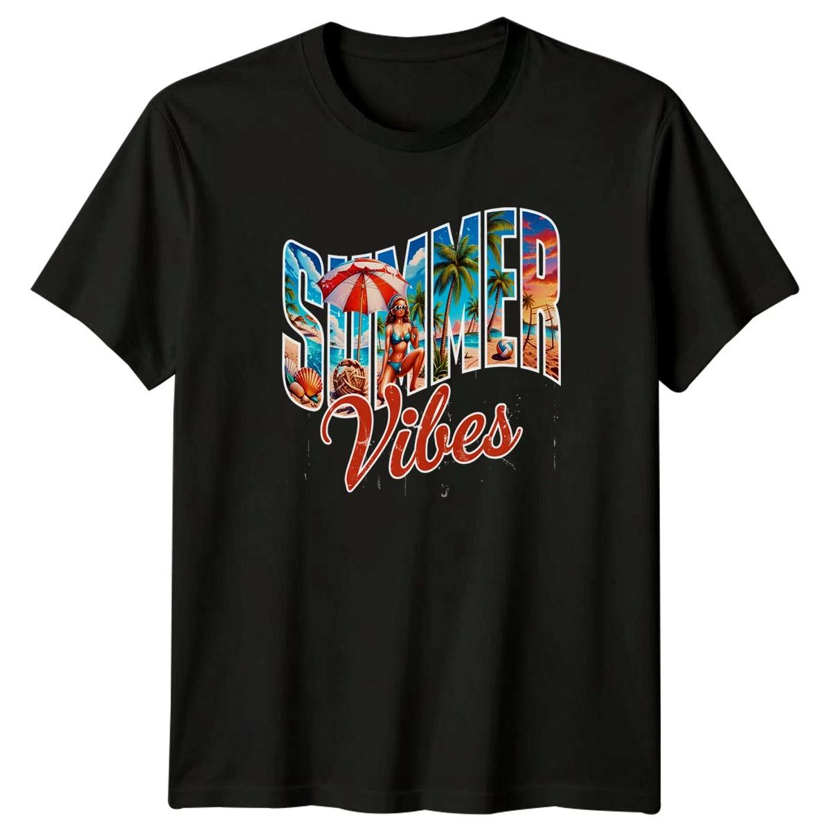 Summer Vibes Womens T-Shirt Beach Lifestyle Summer Holiday Gift For Her XXXL