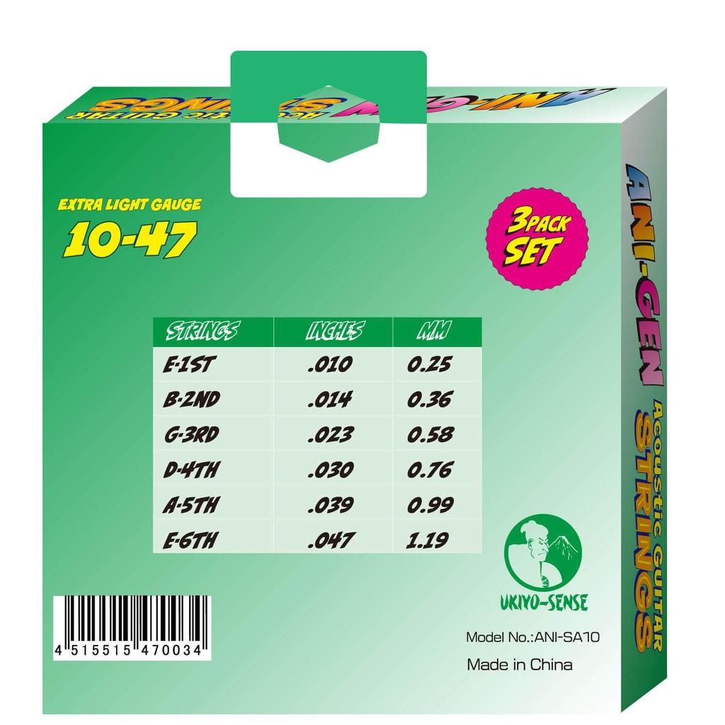 Acoustic Guitar ANI-GEN Strings, 3-Pack [010-047] ANI-SA10