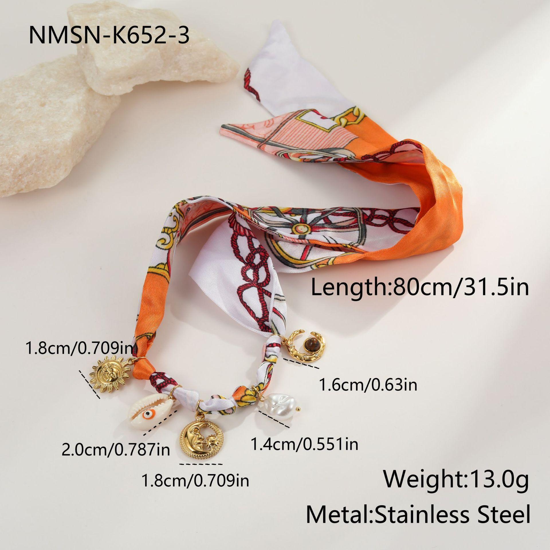 GEMCHIC Women s Fashion Silk Scarf Necklace and Bracelet Set with Stainless Steel Charms