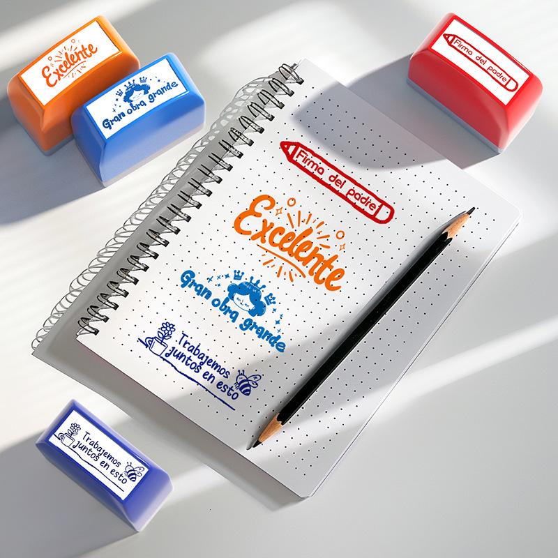 Spanish Stamps 8 Colorful  Teacher Incentive Grade Stamps Elementary School Signature Homework Prizes Teacher Gifts