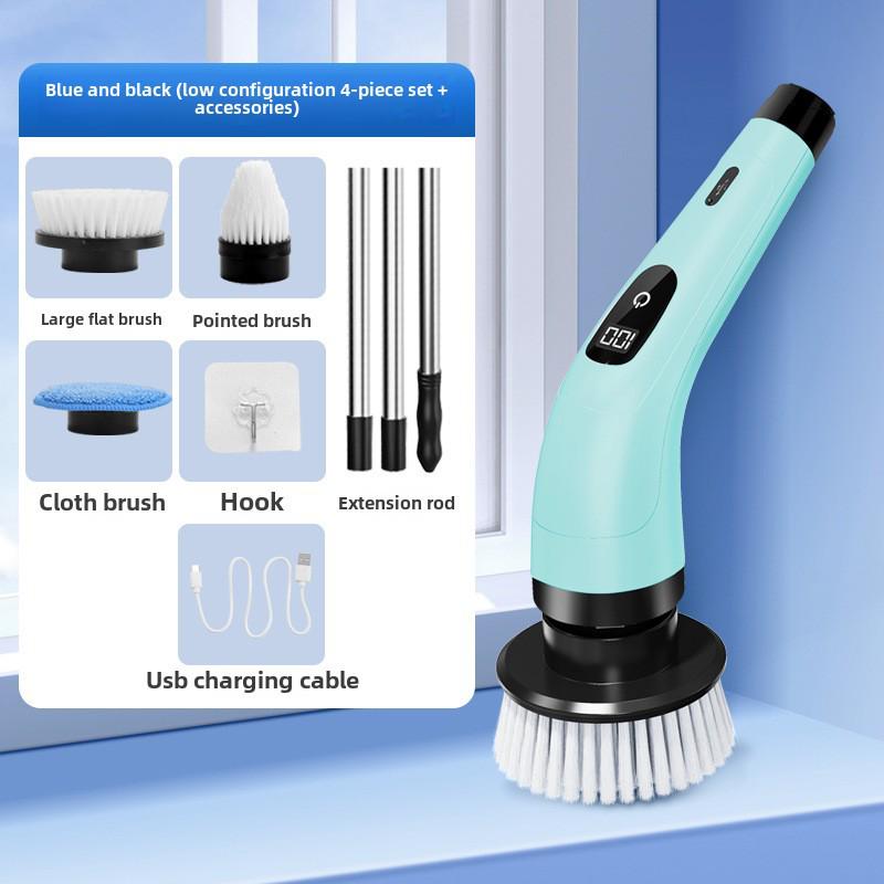 9-in-1 Electric Bathroom Cleaning Brush with Dual-Length Handles
