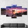 Tropical Beach Rocks Sunset Canvas 5 Piece Five Panel Wall Print Modern Art Poster Picture Home Decor Gift For Him For Her