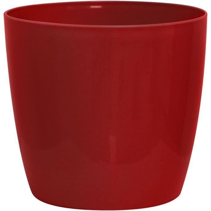 You do it Glanzende Bloempot - Garden Id - Glanzend Rood Met Wieltjes - 30 X 27 Cm - Keramische Uitstraling - Waterdicht - Gemakkelijk Te Verplaatsen Rood