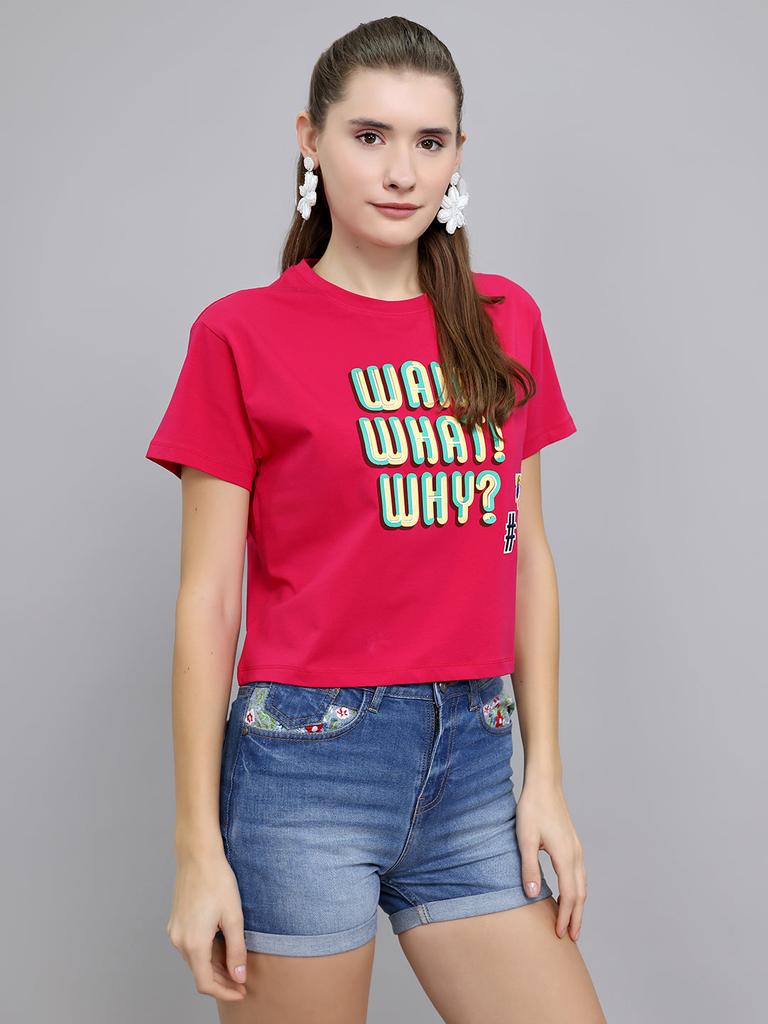 MONTE CARLO Women Crop Fit Fuchsia Top