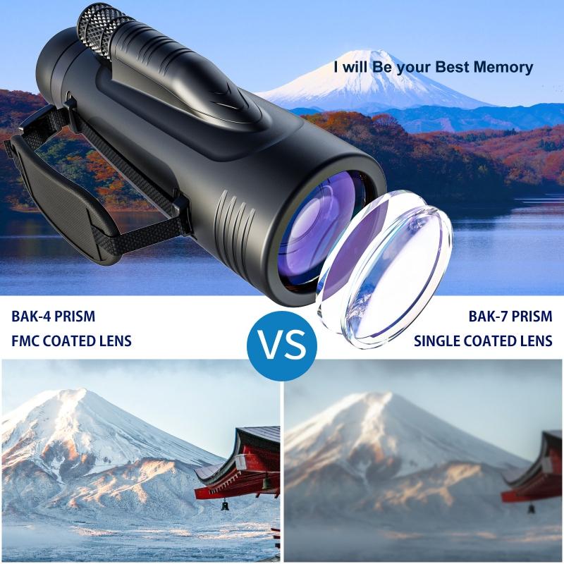 Monocular Telescope - 12x50 High Power Prism Monocular with Hand Strap for Bird Watching Camping Wildlife Secenery