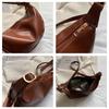 Women's Faux Leather Crescent Bag, Soft Dumpling Shoulder Crossbody Purse, Zipper Closure Handbag for Daily Use