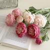 Composizione Floreale Artificiale di Peonie e Ranuncoli Floccati per Arredamento Casa