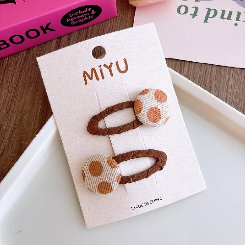 Children's Break Clip Sweet Versatile Girls Fabric Hairpin Korean Milk Coffee Color Floral Button Hairline Baby Hair Accessories