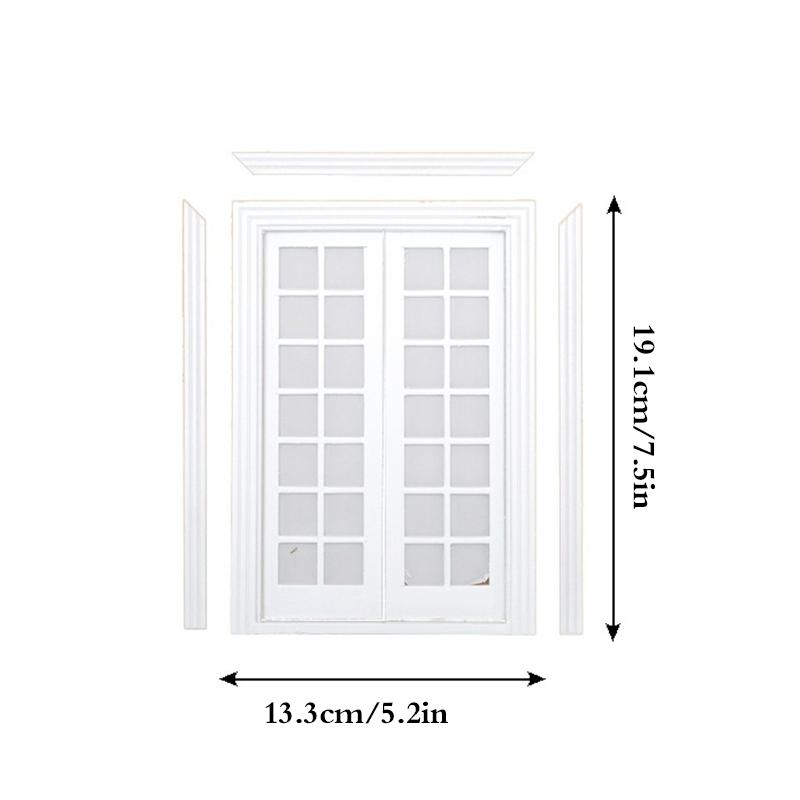 1:12 Dollhouse Wooden Window Door Frame Miniature Doll House Furniture Toys Dollhouse Miniature Window Panel Play House