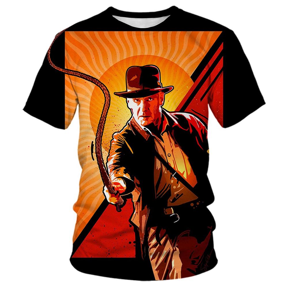 Classic Film 3D Print Indiana Jones Themed Sports Quick Dry Breathable Men's T-Shirt Outdoor Retro Casual Fashion Short Sleeve Top