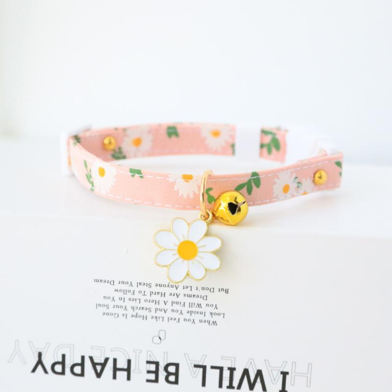 Pet Collar Kitten Dog Bell Safety Buckle Necklace Cute Jewelry Fresh Flower