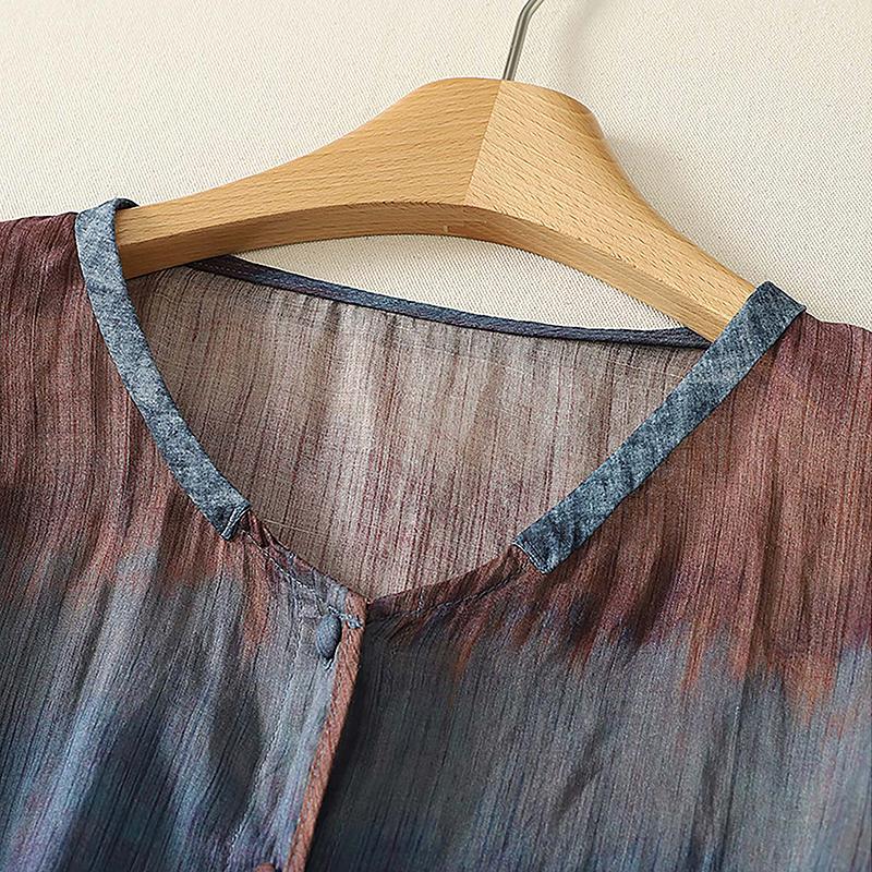 DIMANAF 2026 Summer Women Plus Size New Blouse Shirt Print Vintage Cotton Linen Casual Loose Lady Tops Tees Button