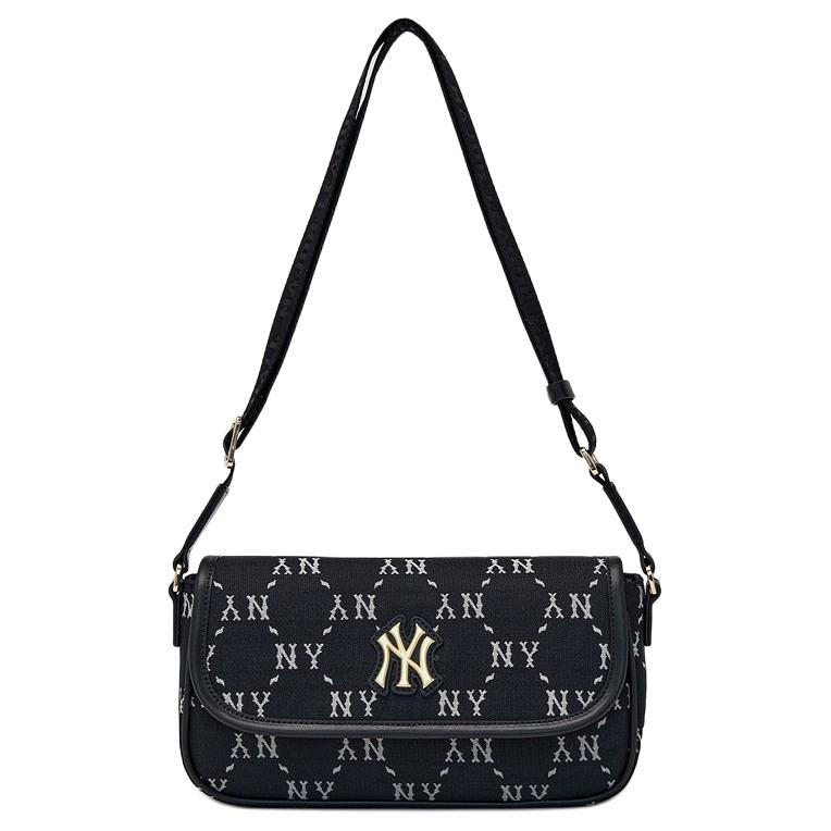 MLB 26Ss Gold Brand Logo Monogram Crossbody Mini Bag Unisex bags Black 7ACRM046N-50BKS