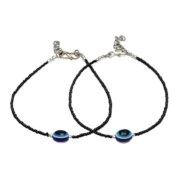 @3 prominentblue and white Evil Eye Nazar glass beads Anklets For Women UKD656 80%off