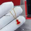 V Gold 18K Rose Gold Double Gourd Necklace with Natural Carnelian, White Mother-of-Pearl, and Diamond Inlay.
