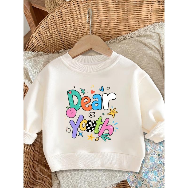 European sizes Cute Print Pattern Sweatshirt for Baby Kids, Comfortable And Easy with a Round Neck