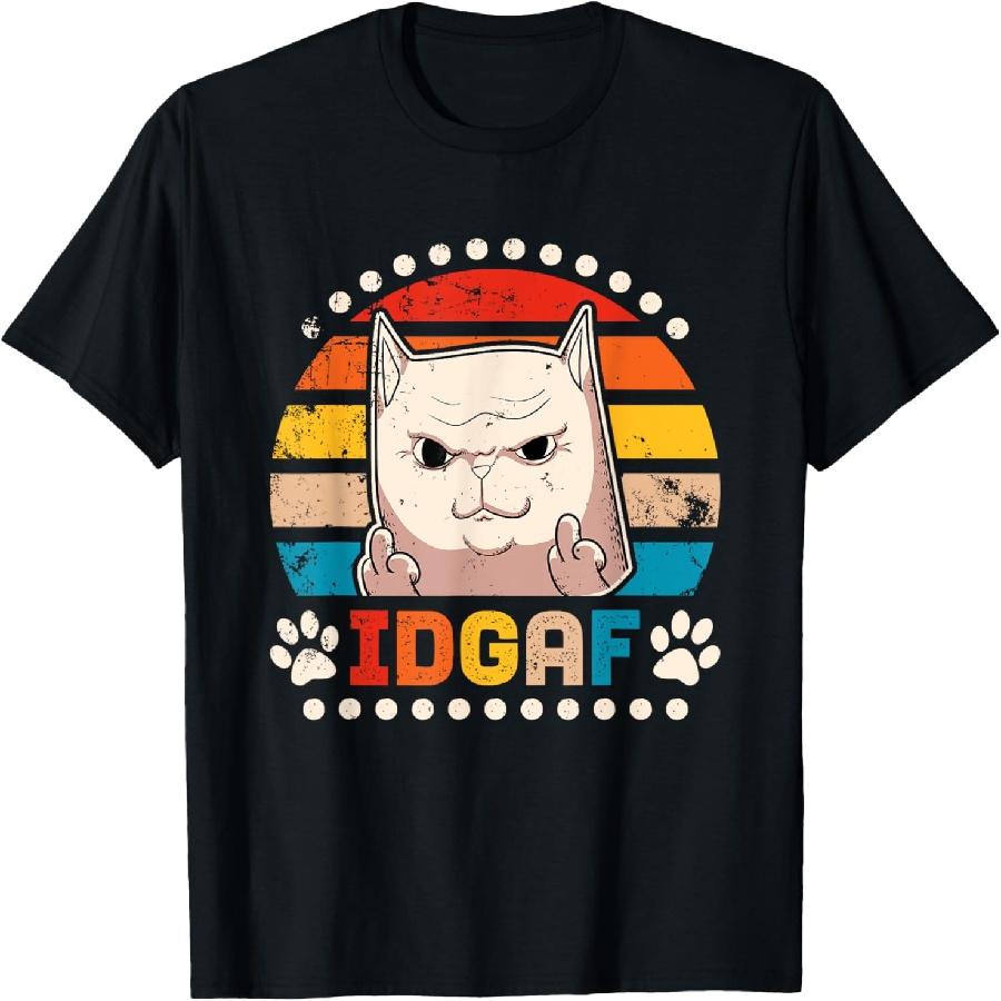 

IDGAF, Middle Finger Cat Men Women T-Shirt XXXXXL чорний