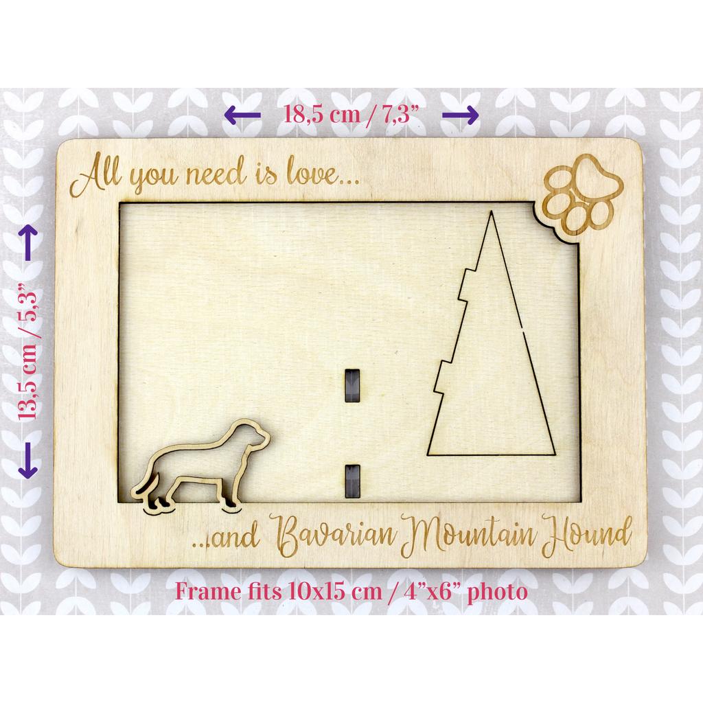 Bavarian Mountain Hound – Photo frame, engraved wooden frame | Art-Dog