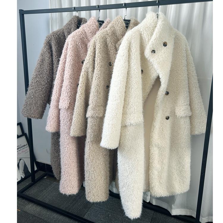 VAYLA New Women Warm Furry Coat Thick Big Collar Fake Lambswool Long Coat Beige Tops For Women Casaco Feminino