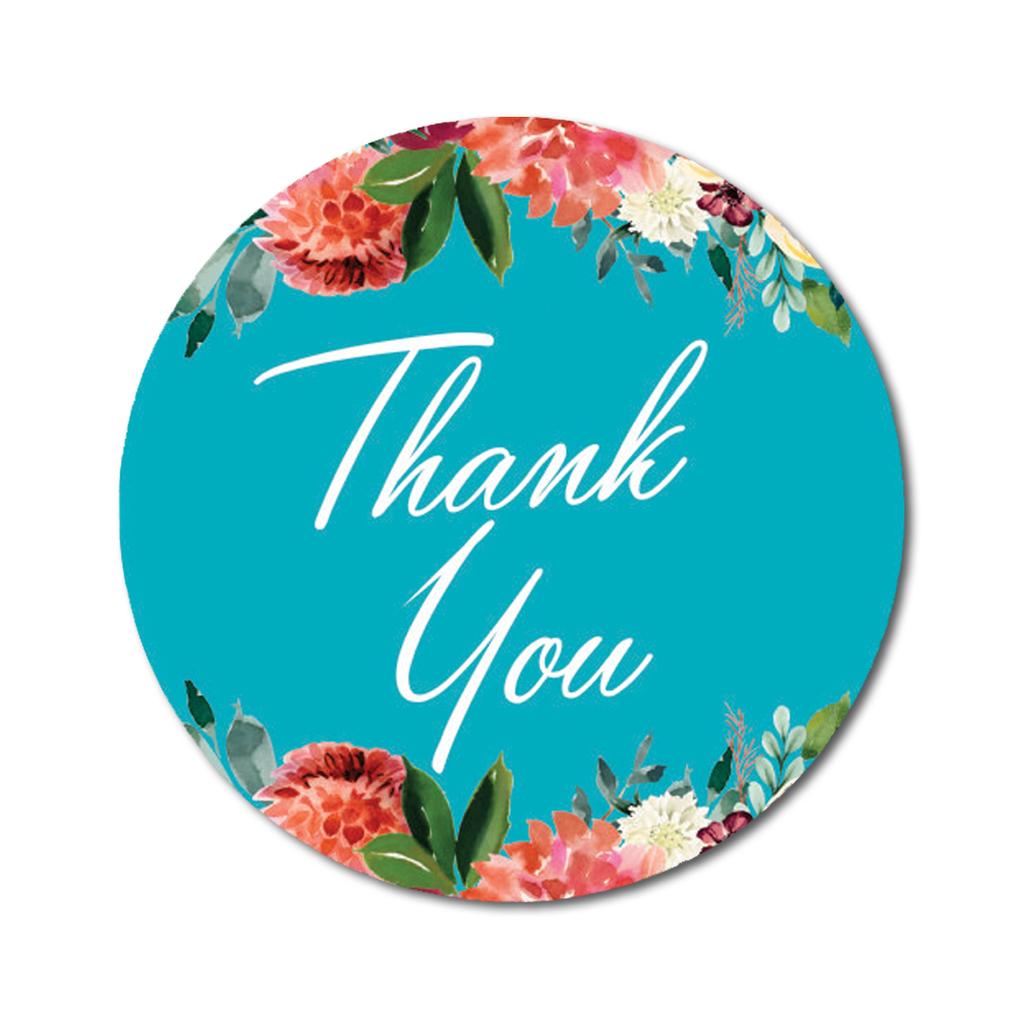 Darling Souvenir Pack Of 45 Pcs Round Chrysanthemum Floral Border Black Thank You Stickers-1.6