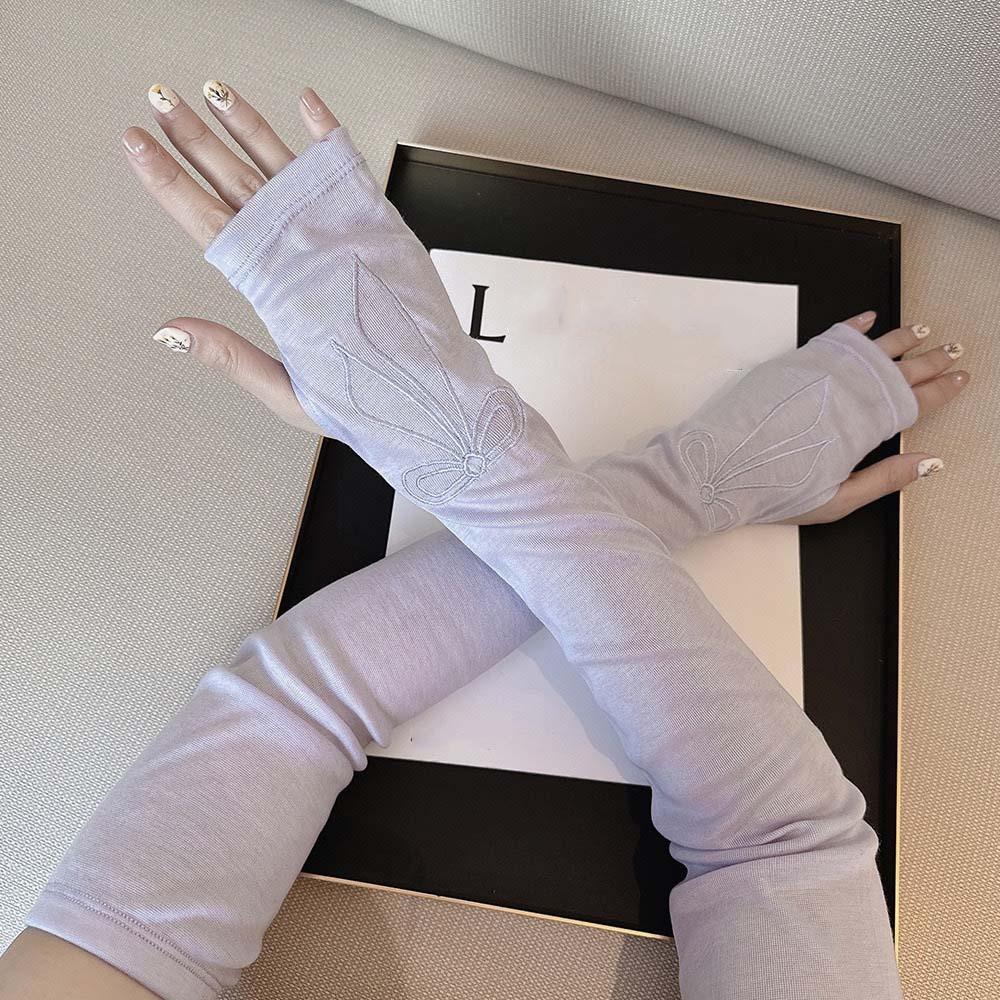 

Вышитые нарукавники с бантом, милые солнцезащитные рукава, дышащие длинные нарукавники, для улицы фиолетовый