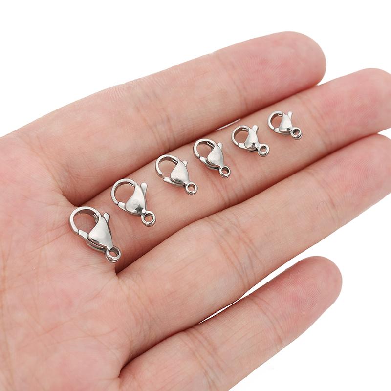 50pcs Stainless Steel Lobster Clasps Hooks for Necklace Bracelet Chains DIY Fashion Jewelry Making Findings Supplies 10mm/12mm