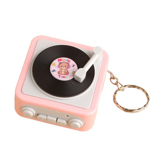 Mini Charm Pendant with Retro Gramophone Gramophone Keychain Recording Music Playback Function
