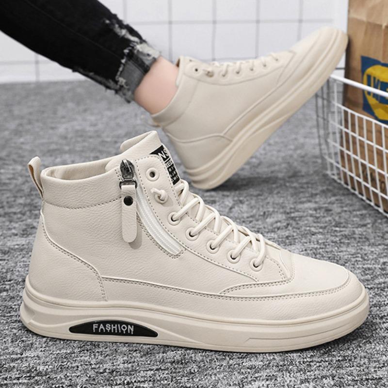 Fashion Men Boots 2024 New High Top Leather Casual Shoes Fashion Versatile Shoes Flat Ankle Boots Business Outdoor Shoes For Man Sneaker