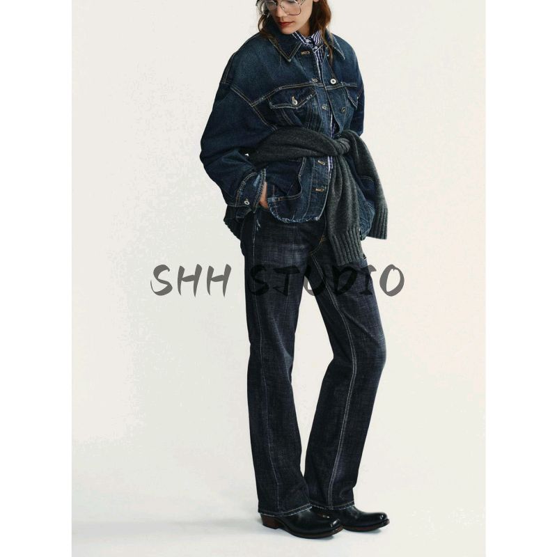 Fall New Women's Clothing British Style Stickers Pocket Decoration Metal Buttons Denim Lapel Jacket 5252277