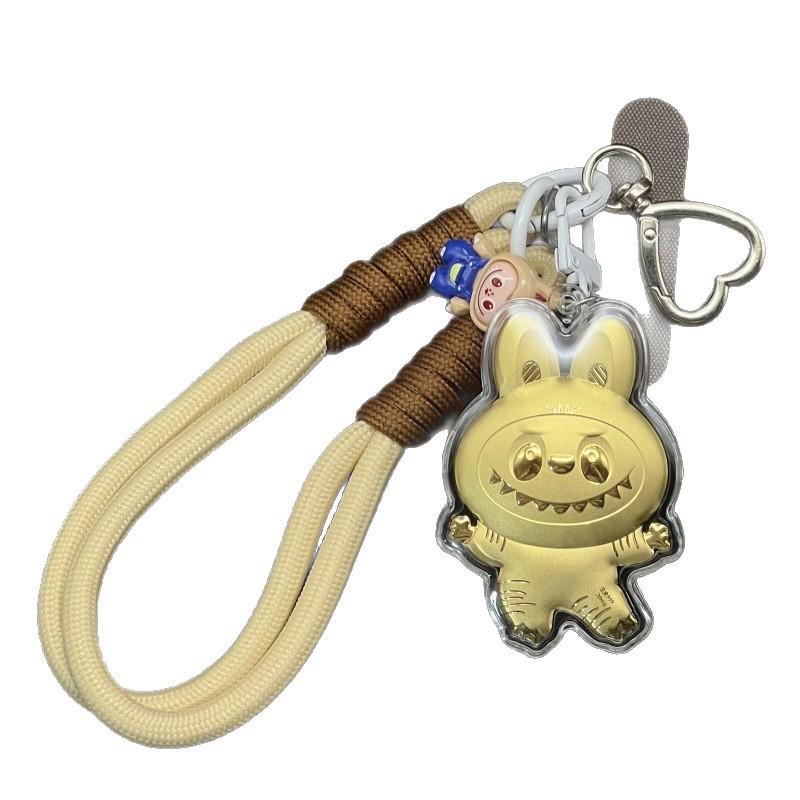 Golden 999 Pure Gold Mobile Phone Pendant Keychain Cartoon Plush Bag Charm