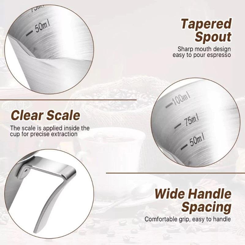 304 Edelstahl Kaffee Messbecher Küchenwerkzeug Skalenmarkierung Espresso Shot Tasse Kaffeemaschinenzubehör Messbecher