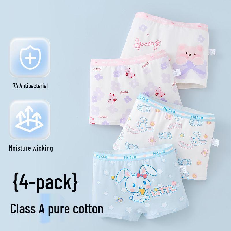 Girls' Pure Cotton Antibacterial Boxer Shorts - Comfortable Toddler & Little Girl Underwear