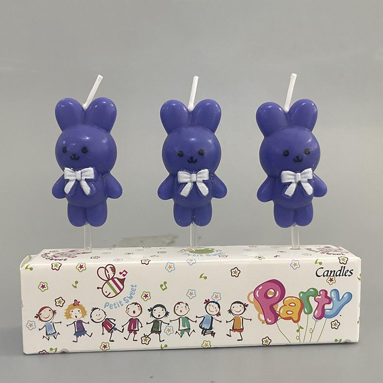 Cartoon Zodiac Image Rabbit Candle Shape White Pink Bow Tie Bow Rabbit Candle