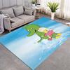 Cartoon Green Dragon Carrying Bunny Girl Area Rug, Non Slip Floor Mat for Kids Room Bedroom Nursery Playroom Decor