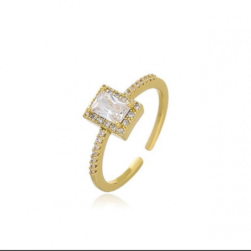 South Korea Dongdaemun Zirconia Square Diamond Openable Ring - Elegant Niche Design