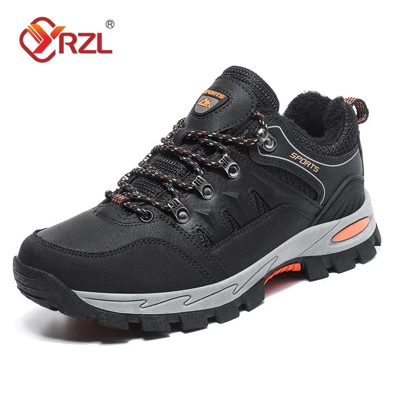 

YRZL Ботинки для походов на открытом воздухе Зимняя женская и мужская обувь Зимние ботинки для снегоступов Нескользящие теплые удобные рабочие ботинки по щиколотку Трекинговые горные ботинки 36 чёрный