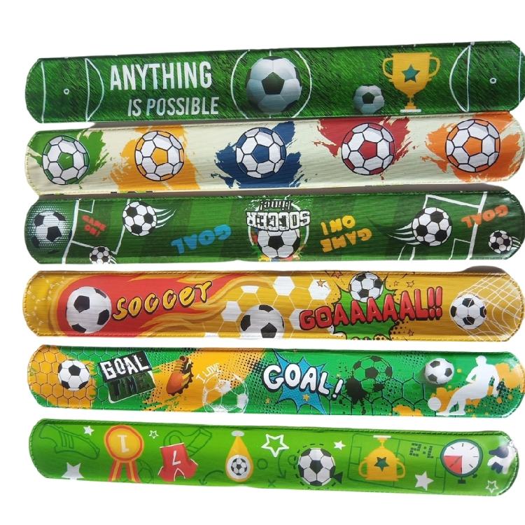 12Pcs Soccer Glove Pattern Slap Bracelets Kids Wristband Football Snap Bracelet