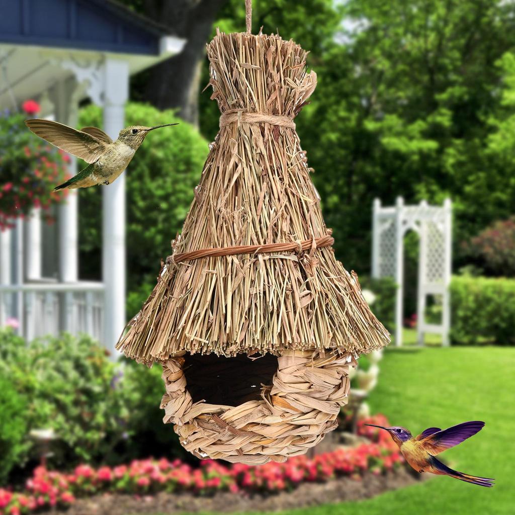 Creative handmade birdcage, grass woven bird nest  Finch Bird House for Garden Decoration Exquisite Outdoor Decors for Garden