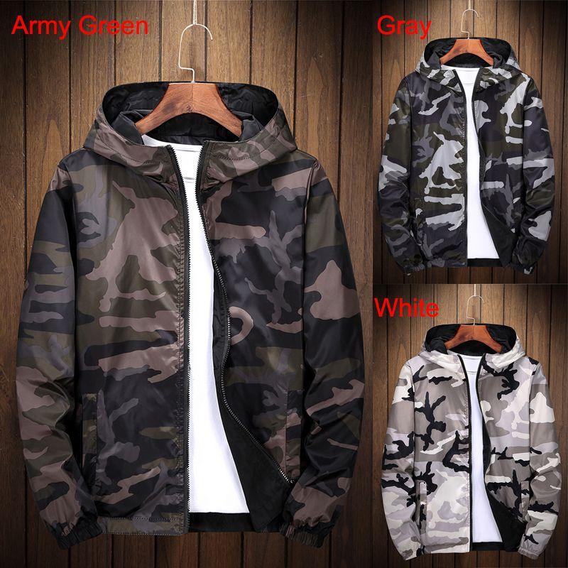 Premium Reversible Men Jacket Coats Male Casual Hooded Camouflage Windbreaker Outwear