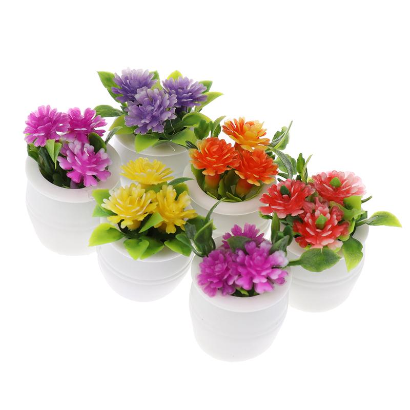 3Pcs 1:12 Dollhouse Miniature Green Plant In Pot Simulation Potted Plants